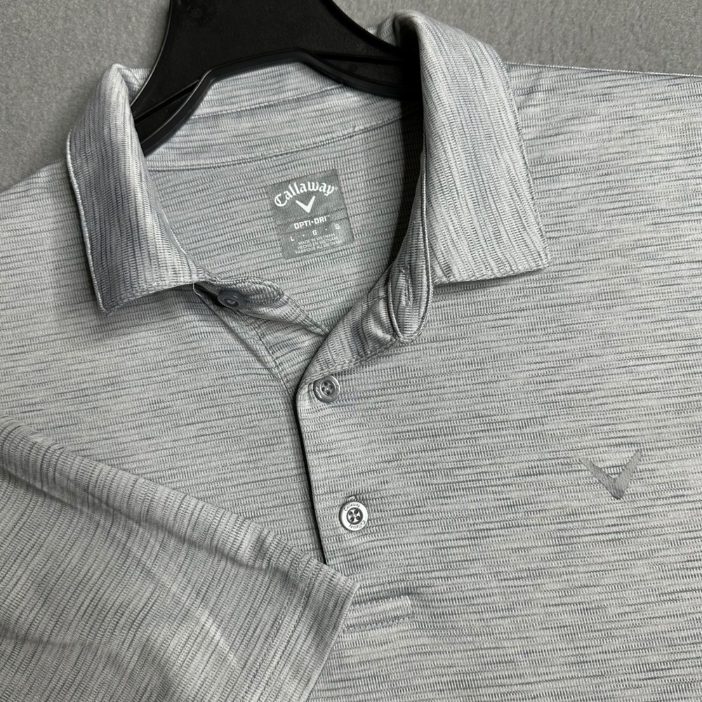 Callaway Opti Dri Mens Golf‎ Polo Shirt Heather Gray Short Sleeve Size Large